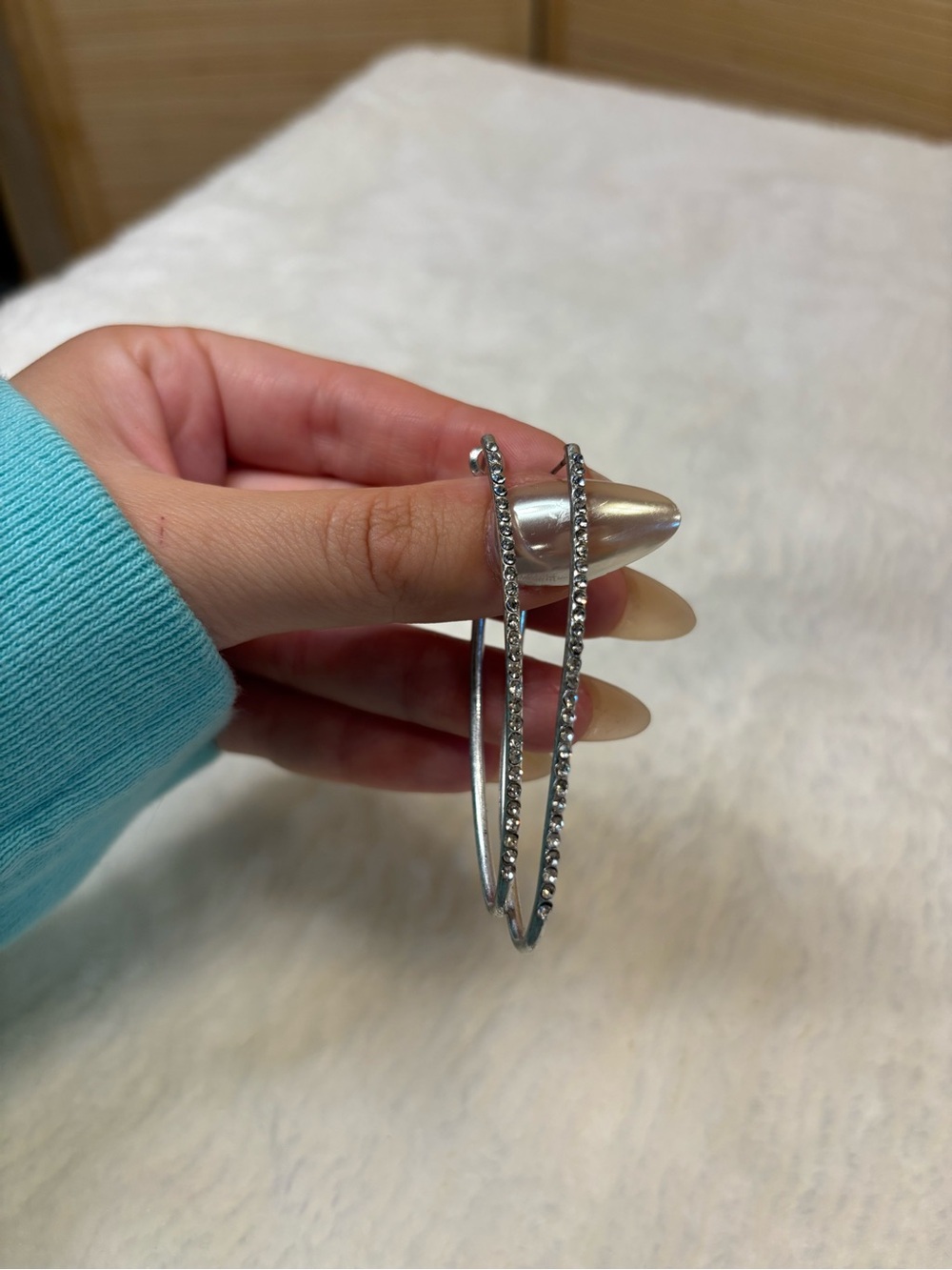 Silver Tone Crystal Hoop Earrings - Elegant Women's Jewelry